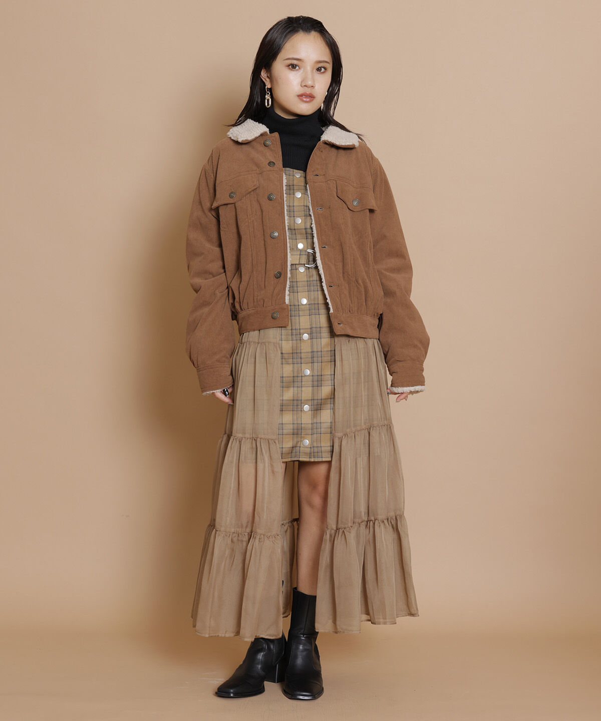 REDYAZEL「ボアコーデュロイデニムジャケット」|ブルゾン・スタジャン|