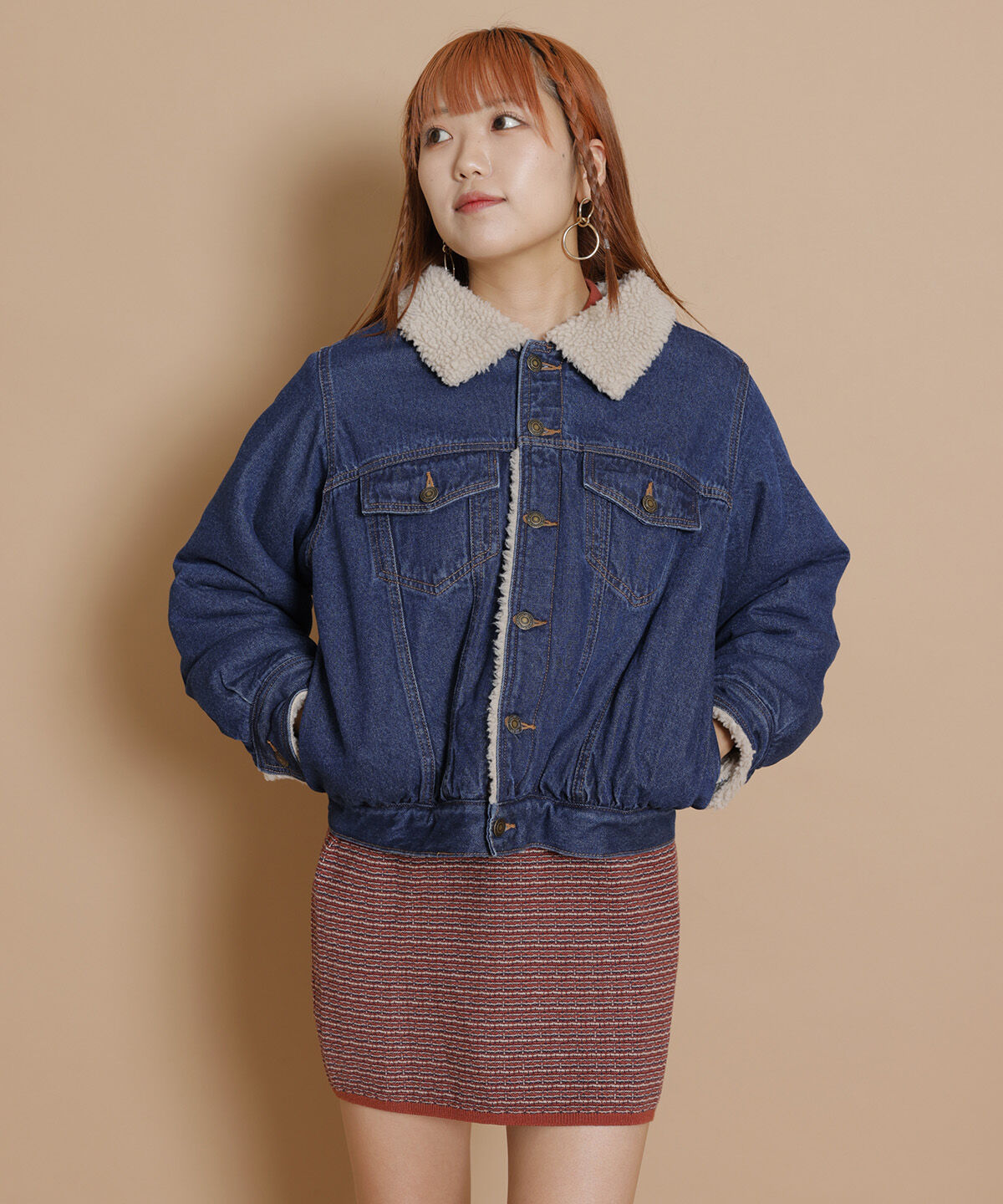 REDYAZEL「ボアコーデュロイデニムジャケット」|ブルゾン・スタジャン|