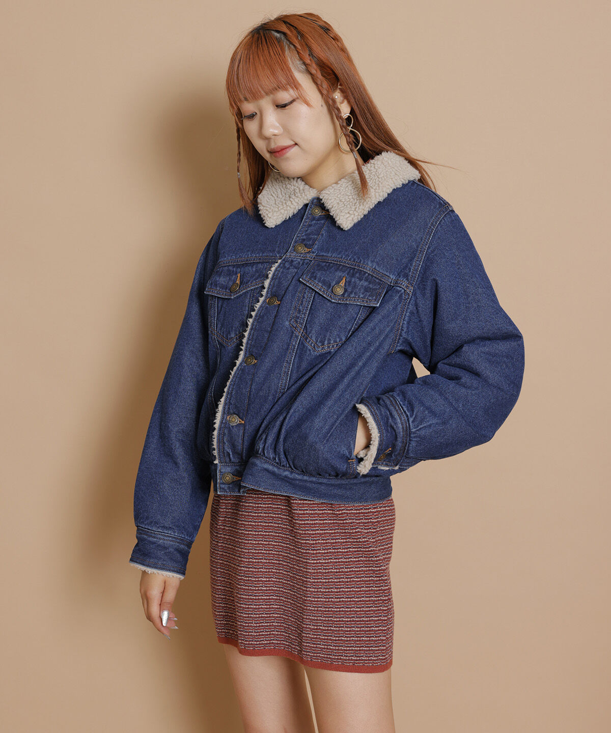 REDYAZEL「ボアコーデュロイデニムジャケット」|ブルゾン・スタジャン|