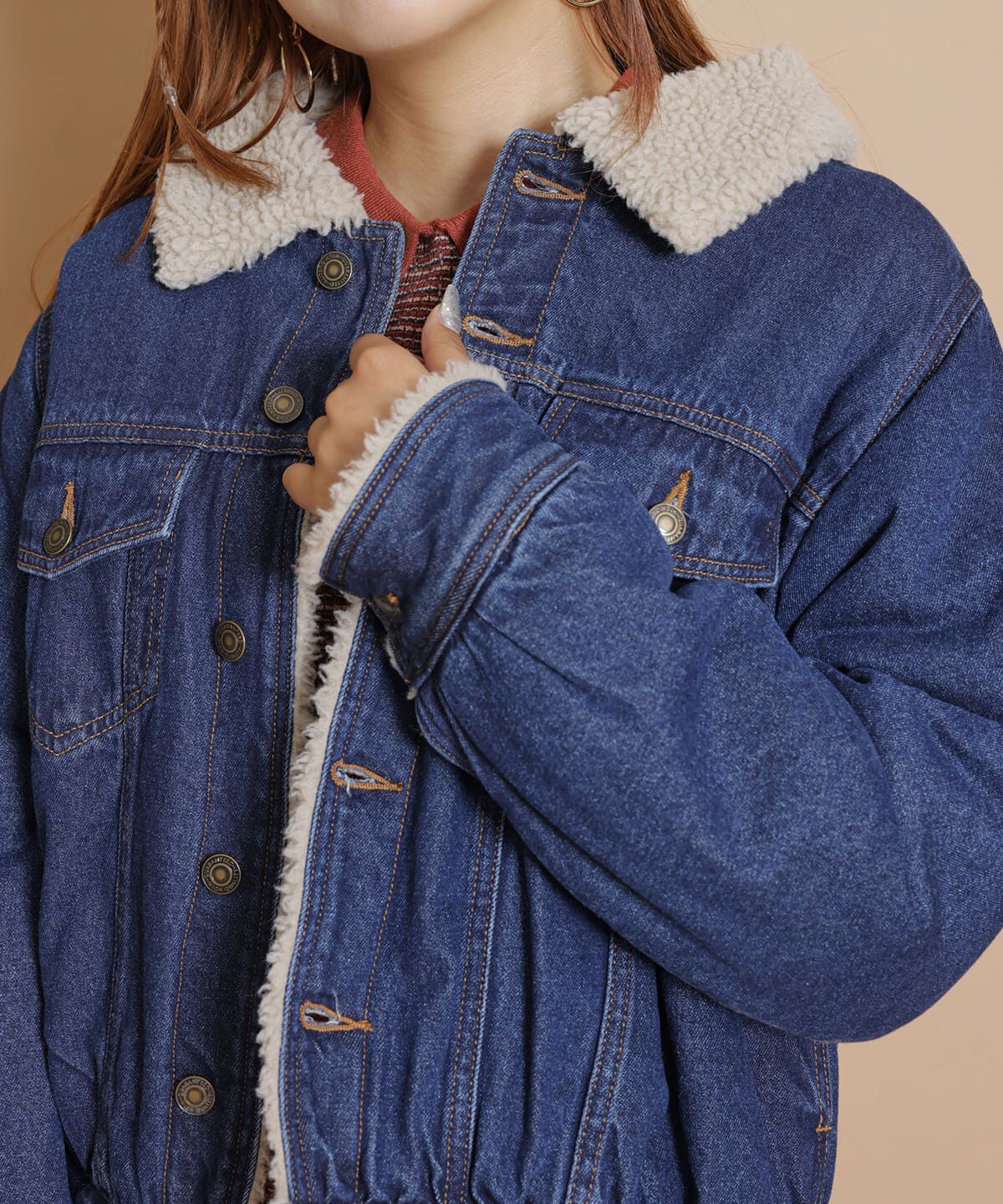 REDYAZEL「ボアコーデュロイデニムジャケット」|ブルゾン・スタジャン|