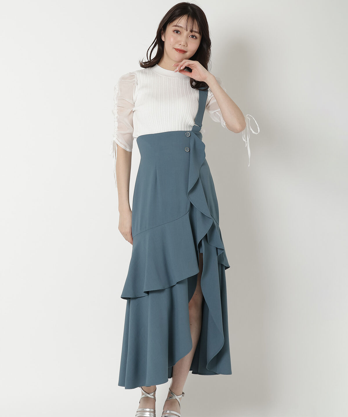 REDYAZEL「サス付きアシメフレアスカート」|フレア|