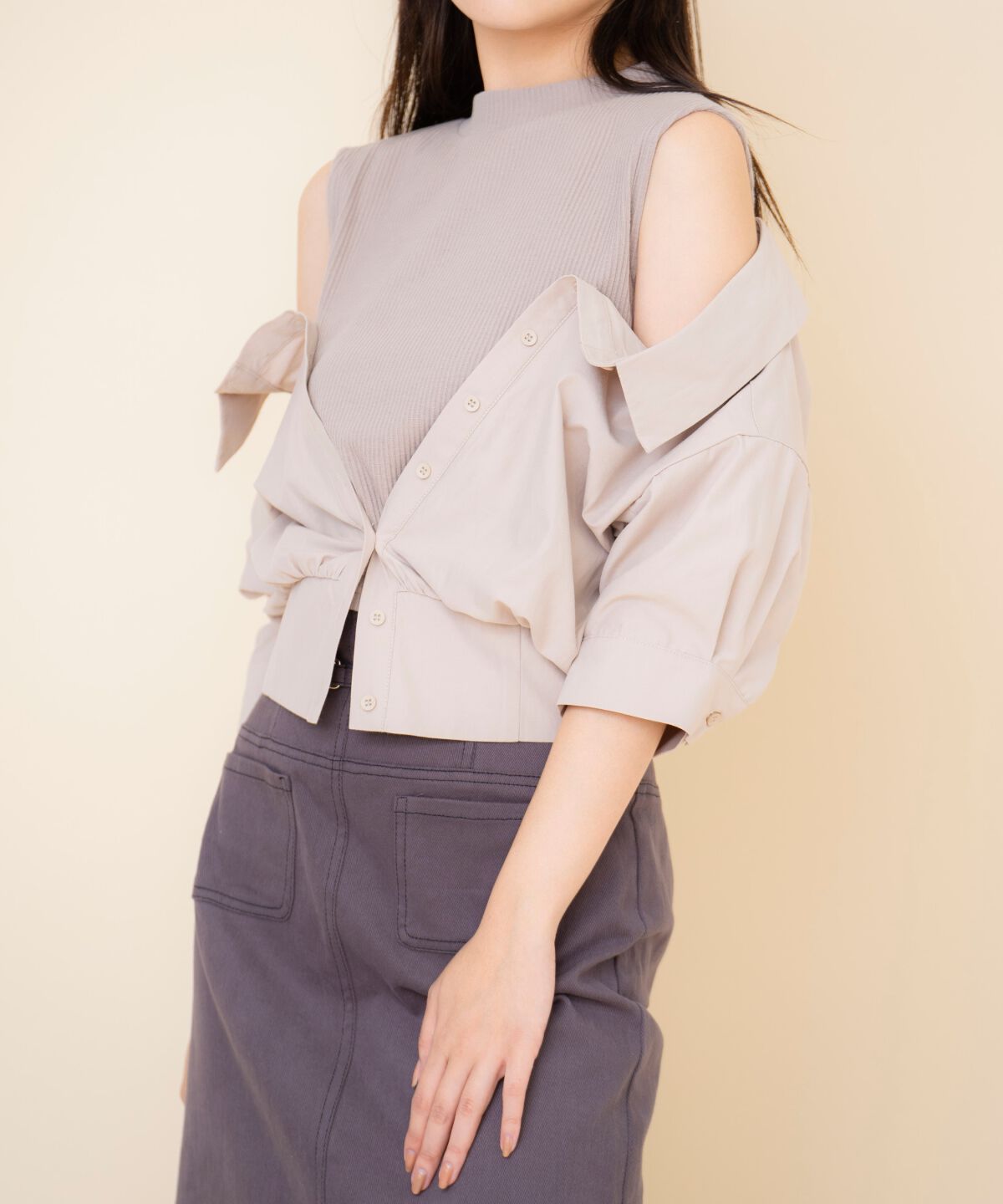 REDYAZEL「シャツレイヤードトップス」|Tシャツ・カットソー|