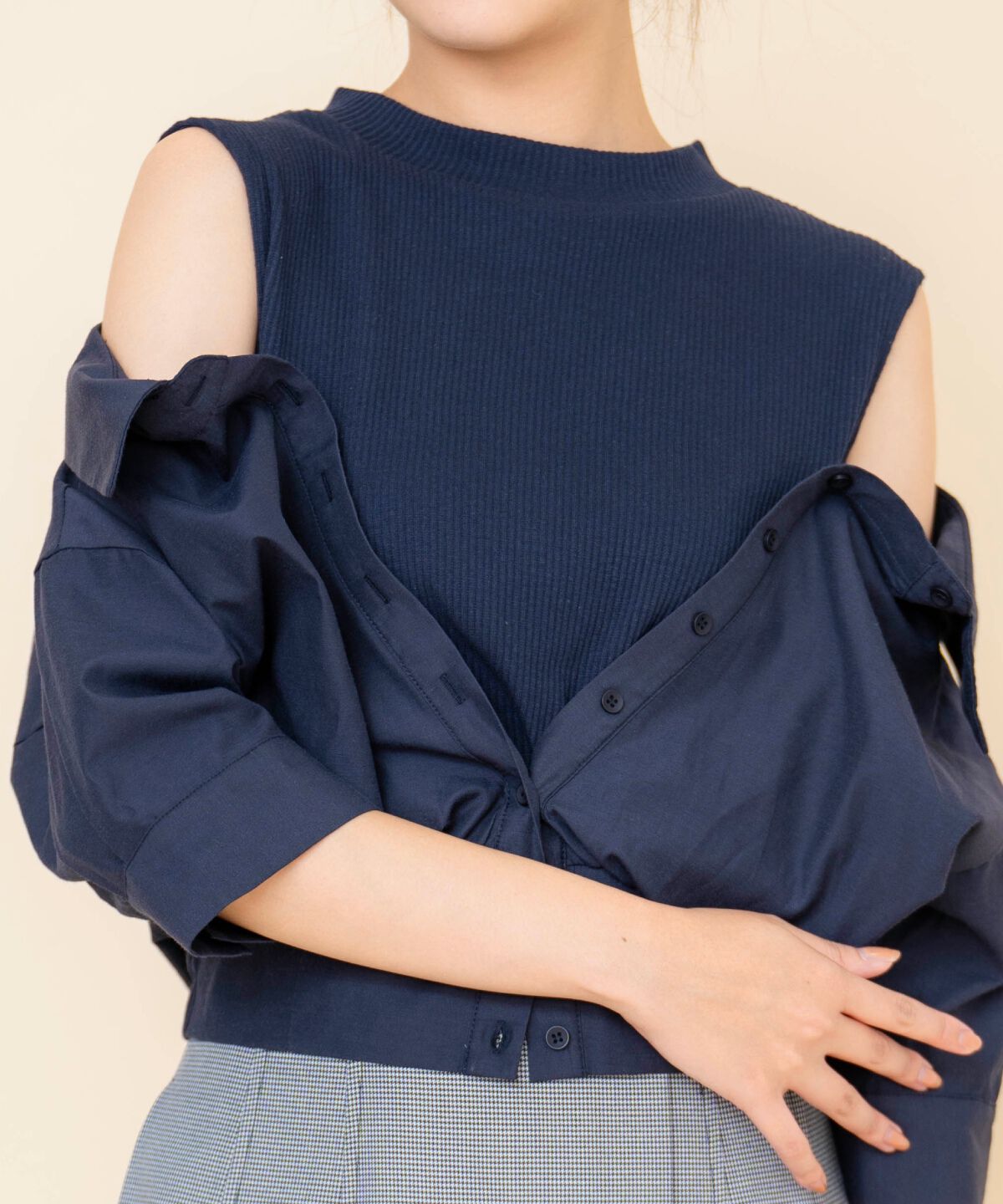 REDYAZEL「シャツレイヤードトップス」|Tシャツ・カットソー|