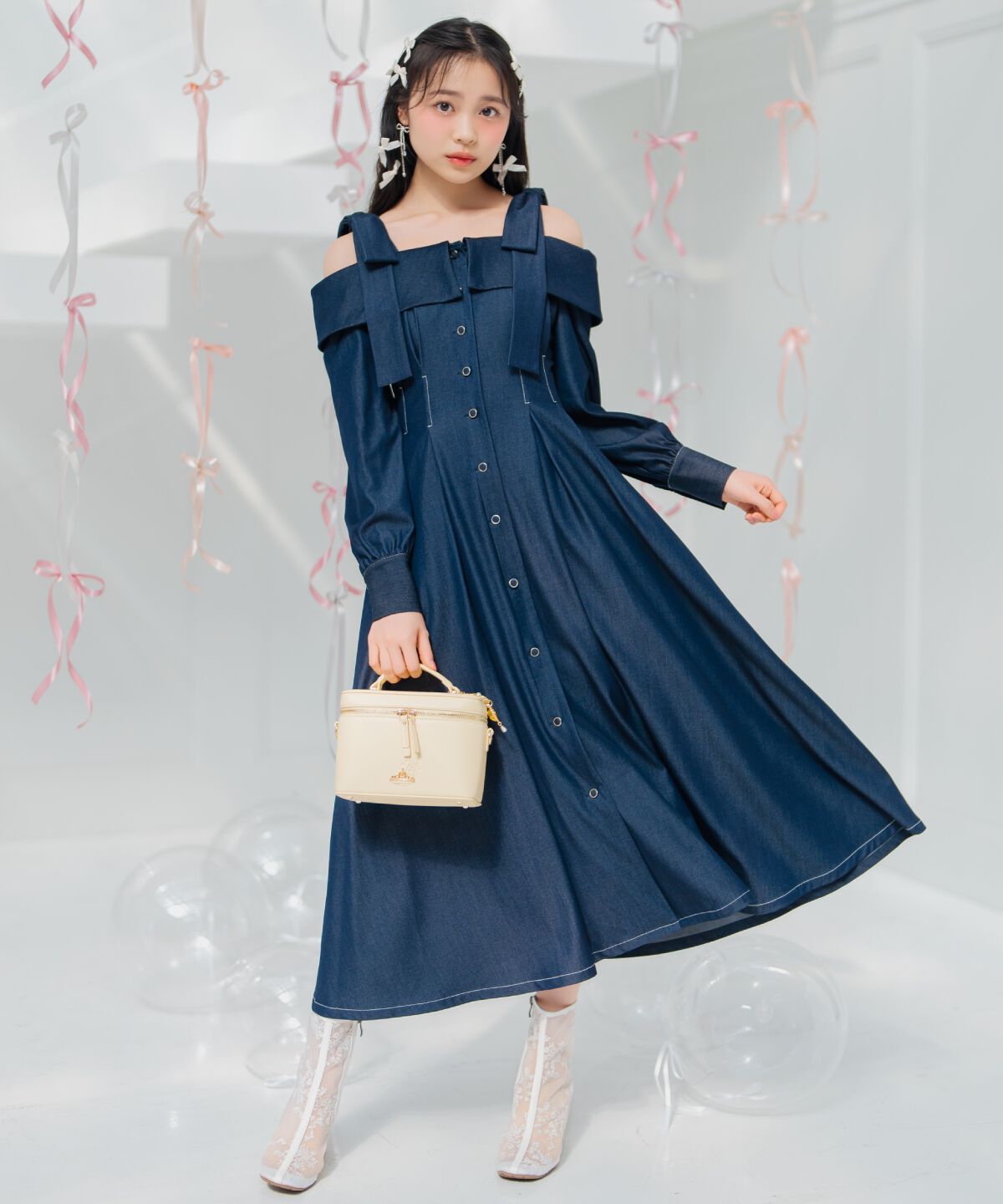 WILLSELECTION「ショルダーリボンタックウエストシャツワンピース」|ワンピース|