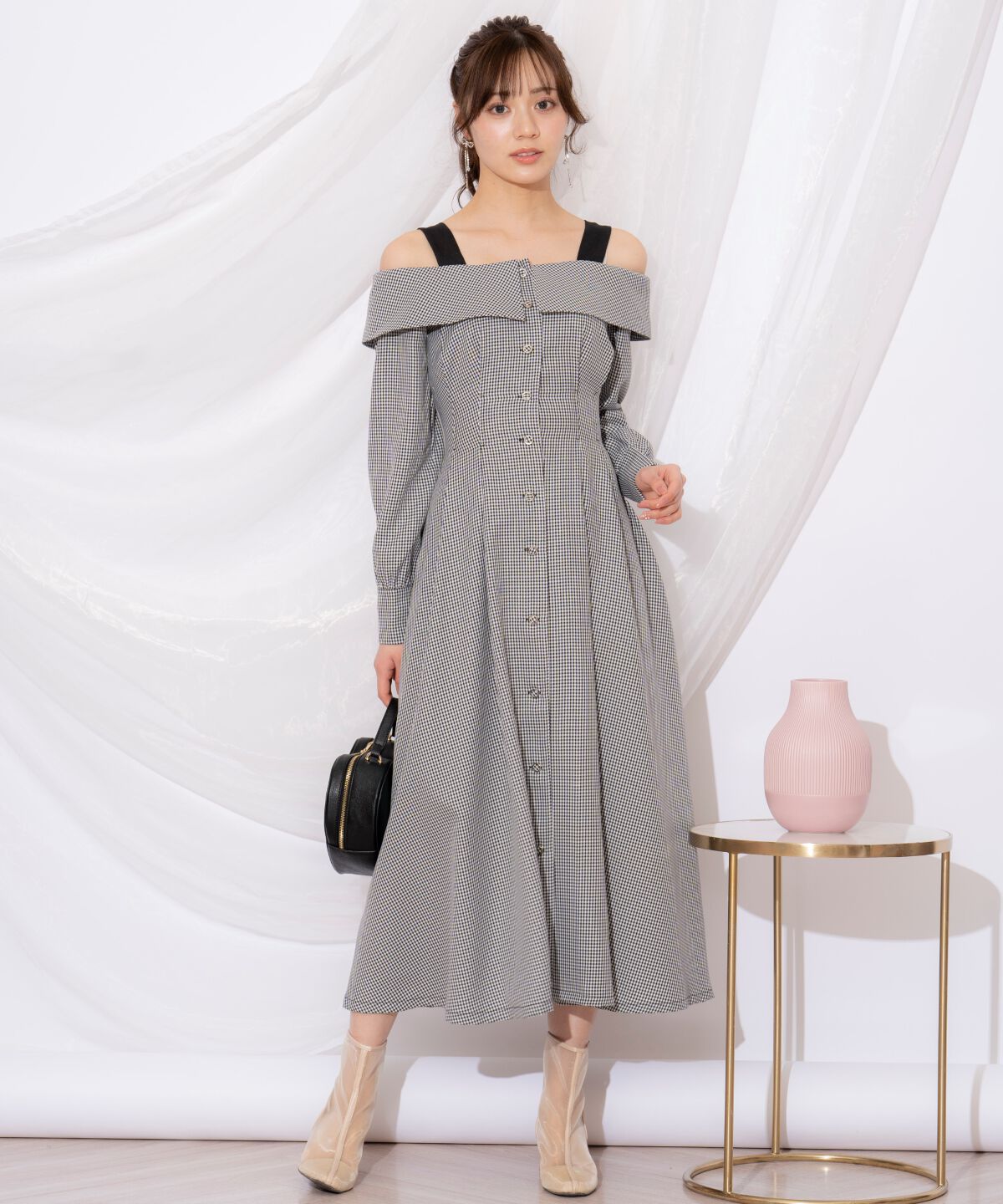 WILLSELECTION「ショルダーリボンタックウエストシャツワンピース」|ワンピース|