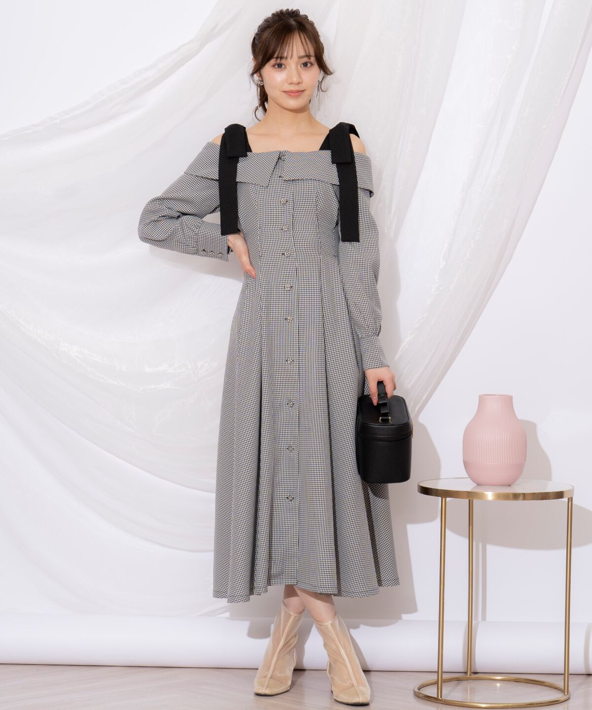 WILLSELECTION「ショルダーリボンタックウエストシャツワンピース」|ワンピース|