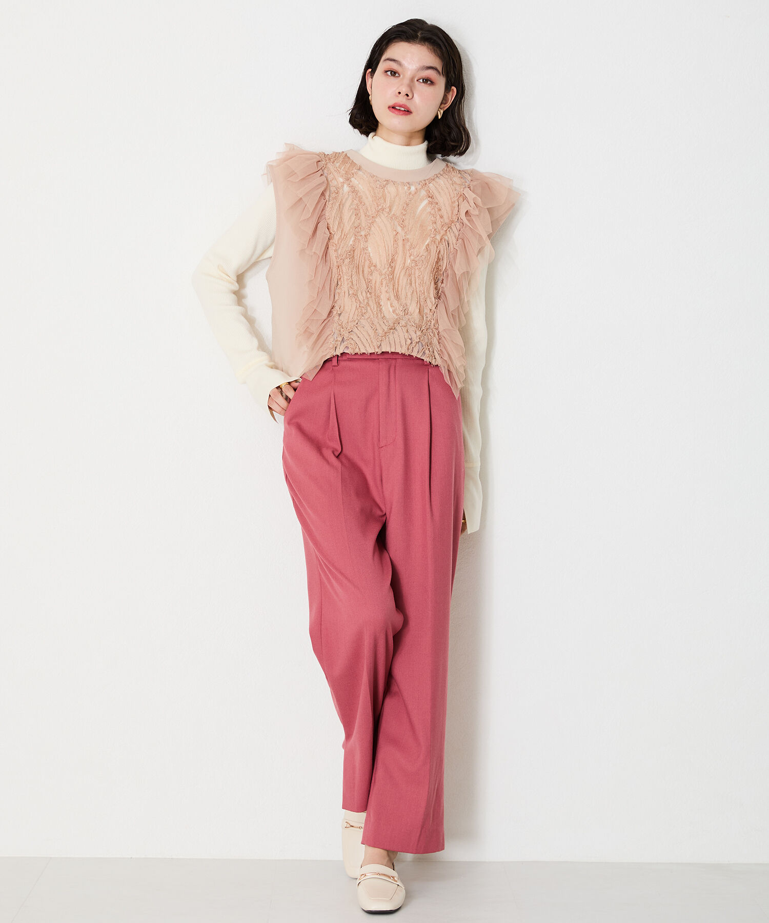 WA Oriental TRaffic「スクエアトゥモチーフ バブーシュ ローファー /42308 柔らかい フラット」|パンプス|