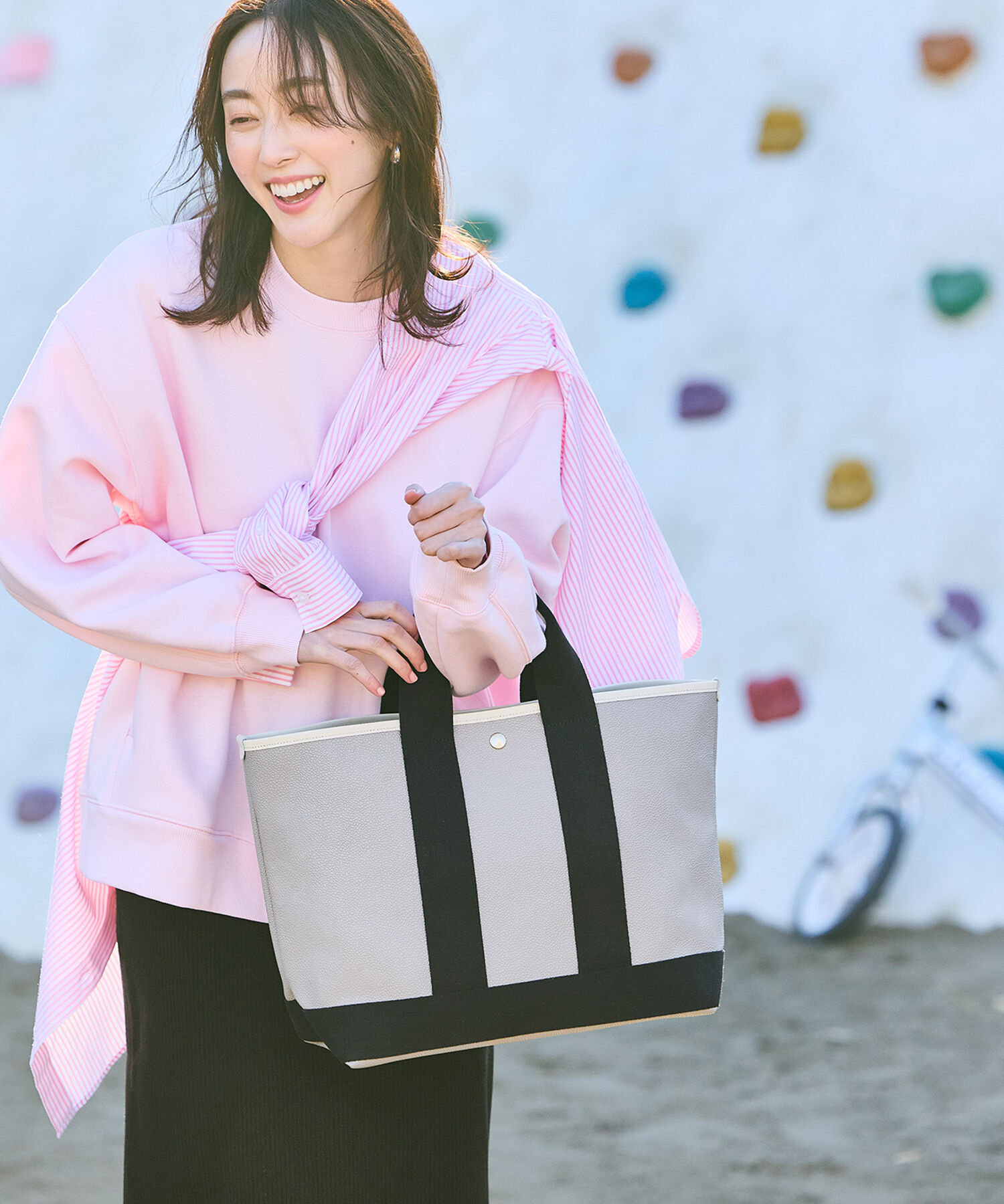 TOPKAPI BREATH「スコッチグレインネオレザー A4トートバッグ【VERY 掲載】」|トートバッグ|グレージュ