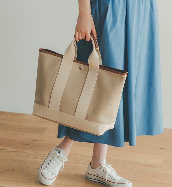 TOPKAPI BREATH「スコッチグレインネオレザー A4トートバッグ【VERY 掲載】」|トートバッグ|ライトトープ