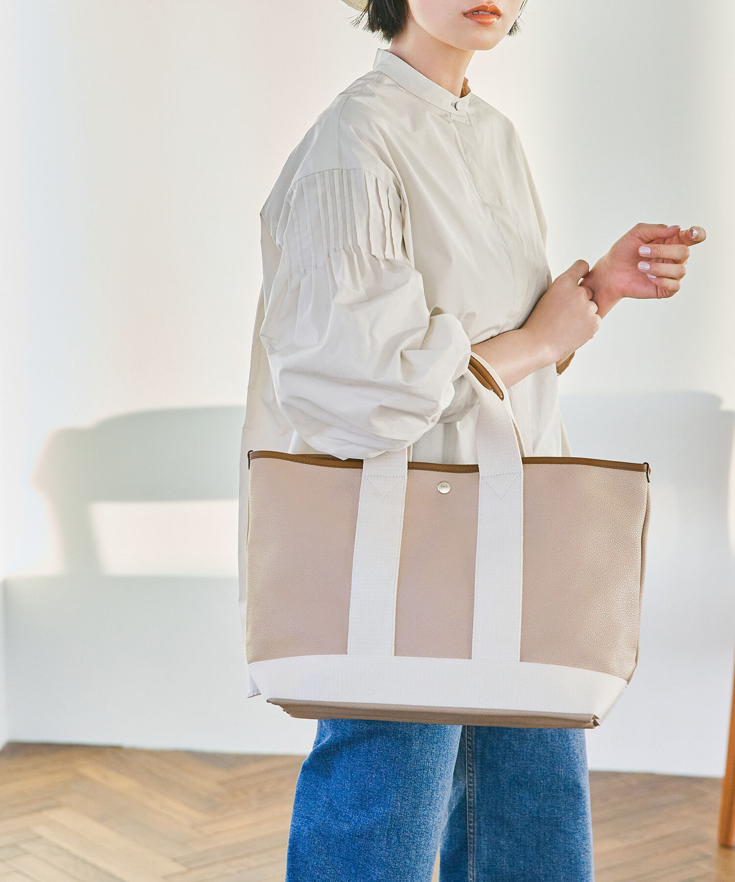 TOPKAPI BREATH「スコッチグレインネオレザー A4トートバッグ【VERY 掲載】」|トートバッグ|ピンクグレー