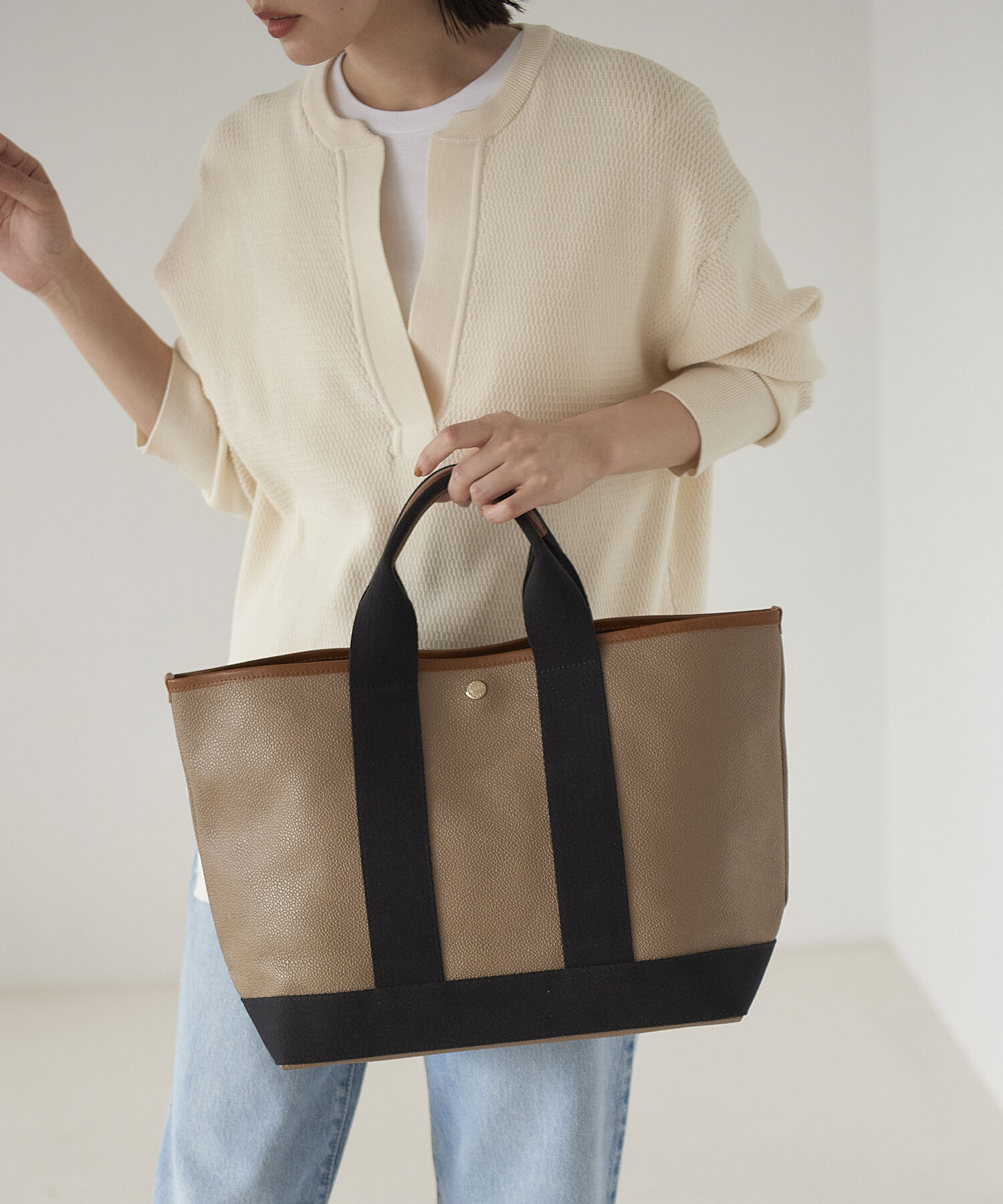 TOPKAPI BREATH「スコッチグレインネオレザー A4トートバッグ【VERY 掲載】」|トートバッグ|カーキブラウン