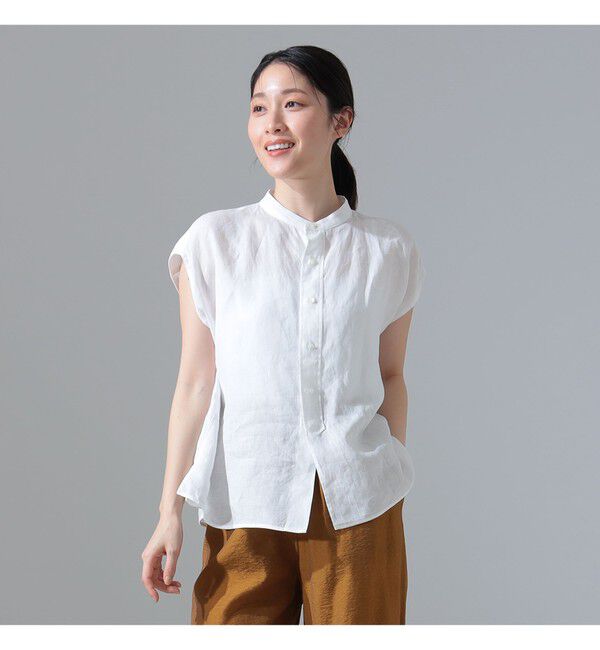 Demi-Luxe BEAMS 「TICCA / リネン フレンチスリーブ シャツ」|シャツ・ブラウス|WHITE