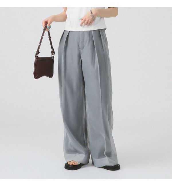 Ray BEAMS 「シアー レイヤード ワイド パンツ」|チノ|