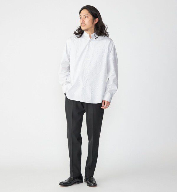 SHIPS「SHIPS: バンドカラー スーピマ コットン ポプリン ストライプ 長袖 シャツ」|シャツ・ブラウス|