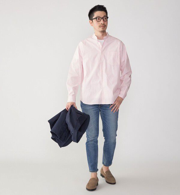 SHIPS「SHIPS: バンドカラー スーピマ コットン ポプリン ストライプ 長袖 シャツ」|シャツ・ブラウス|