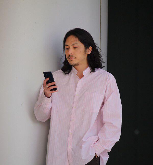 SHIPS「SHIPS: バンドカラー スーピマ コットン ポプリン ストライプ 長袖 シャツ」|シャツ・ブラウス|