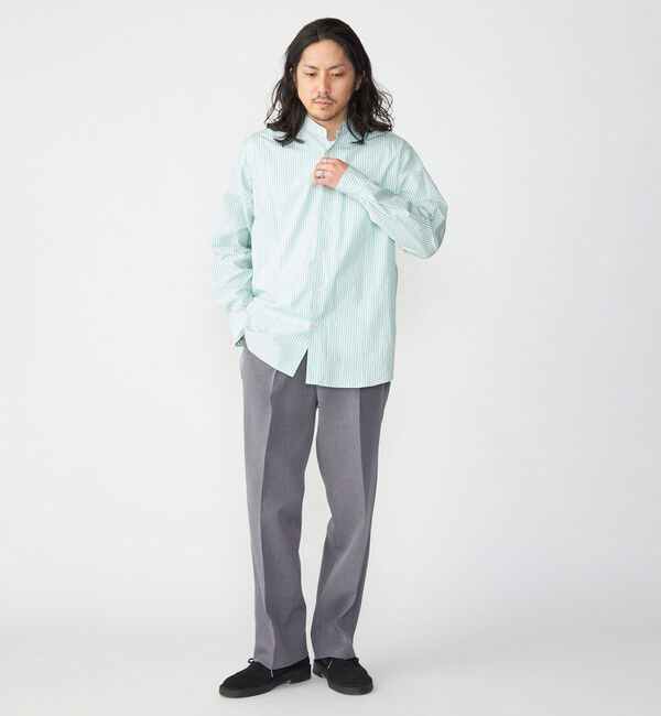 SHIPS「SHIPS: バンドカラー スーピマ コットン ポプリン ストライプ 長袖 シャツ」|シャツ・ブラウス|