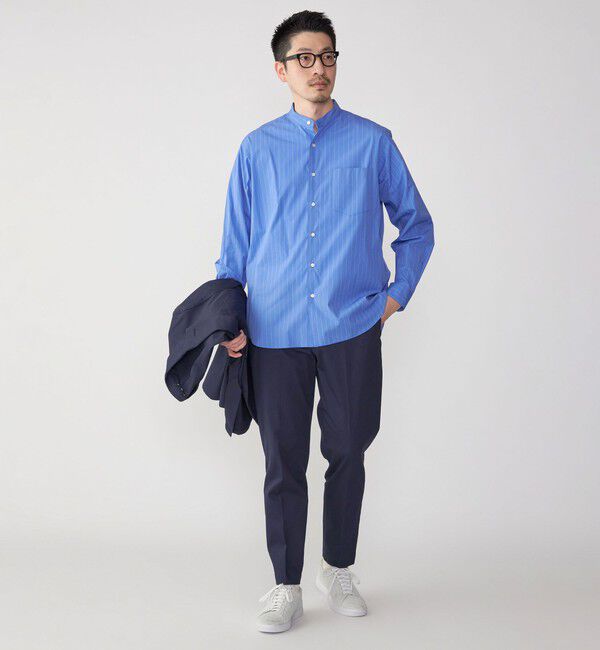 SHIPS「SHIPS: バンドカラー スーピマ コットン ポプリン ストライプ 長袖 シャツ」|シャツ・ブラウス|