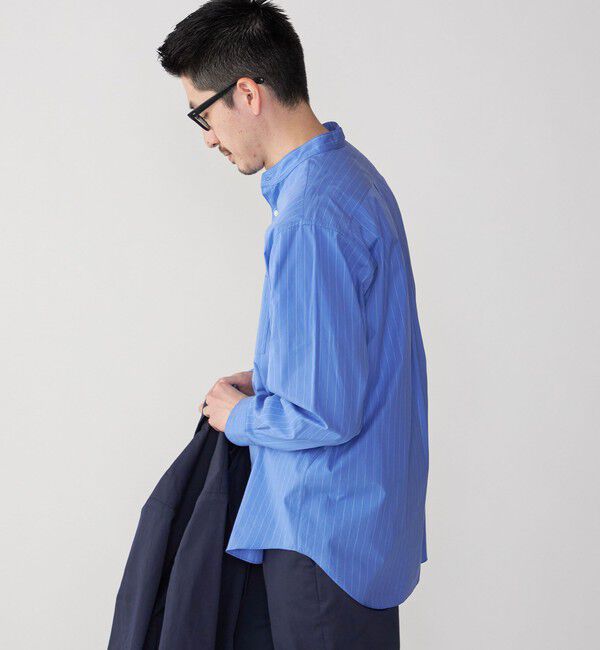 SHIPS「SHIPS: バンドカラー スーピマ コットン ポプリン ストライプ 長袖 シャツ」|シャツ・ブラウス|