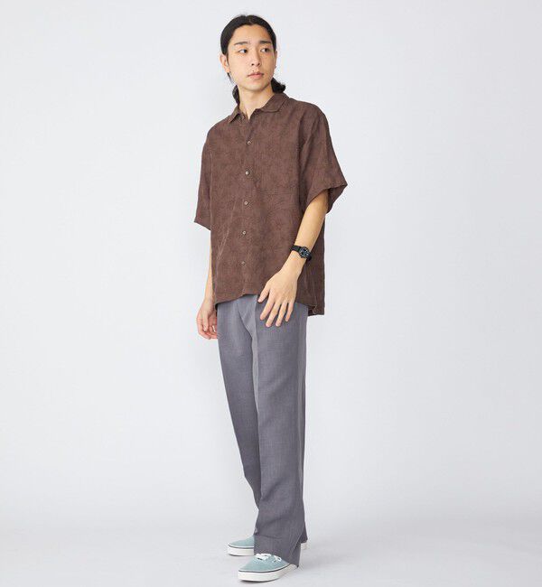 SHIPS「SHIPS: Reflax(R) ダブルクロス ワンタック ワイド パンツ」|チノ|