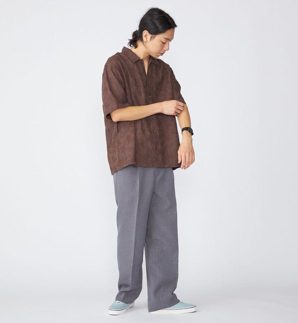 SHIPS「SHIPS: Reflax(R) ダブルクロス ワンタック ワイド パンツ」|チノ|