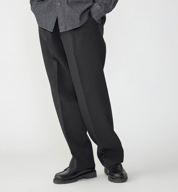 SHIPS「SHIPS: Reflax(R) ダブルクロス ワンタック ワイド パンツ」|チノ|