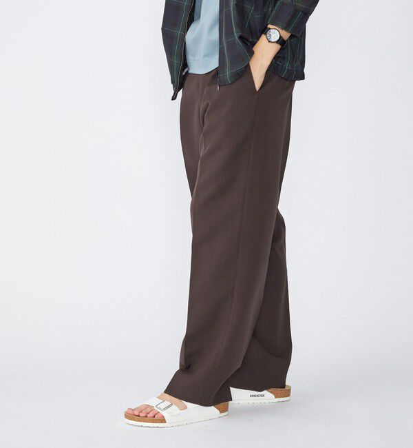 SHIPS「SHIPS: Reflax(R) ダブルクロス ワンタック ワイド パンツ」|チノ|