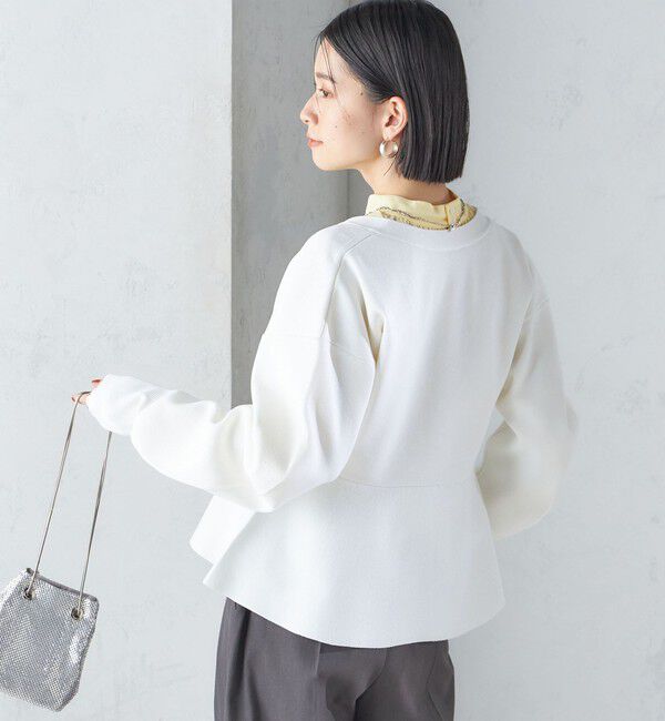 SHIPS for women「* 〈手洗い可能〉ラメ ペプラム バナナ スリーブ カーディガン 24SS ◇」|カーディガン|