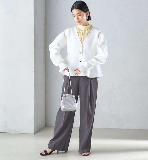 SHIPS for women「* 〈手洗い可能〉ラメ ペプラム バナナ スリーブ カーディガン 24SS ◇」|カーディガン|