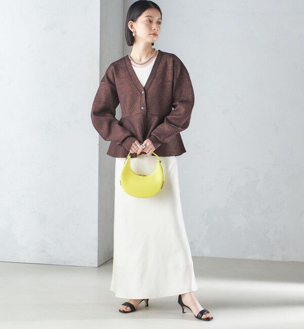 SHIPS for women「* 〈手洗い可能〉ラメ ペプラム バナナ スリーブ カーディガン 24SS ◇」|カーディガン|