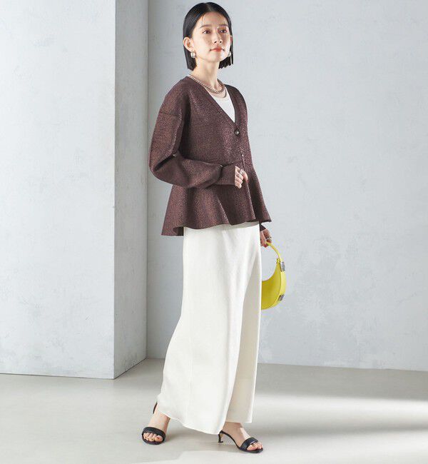 SHIPS for women「* 〈手洗い可能〉ラメ ペプラム バナナ スリーブ カーディガン 24SS ◇」|カーディガン|