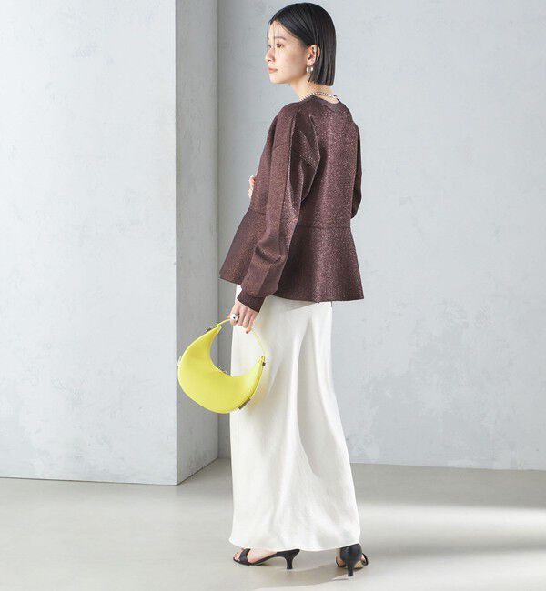 SHIPS for women「* 〈手洗い可能〉ラメ ペプラム バナナ スリーブ カーディガン 24SS ◇」|カーディガン|