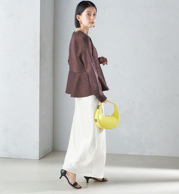 SHIPS for women「* 〈手洗い可能〉ラメ ペプラム バナナ スリーブ カーディガン 24SS ◇」|カーディガン|