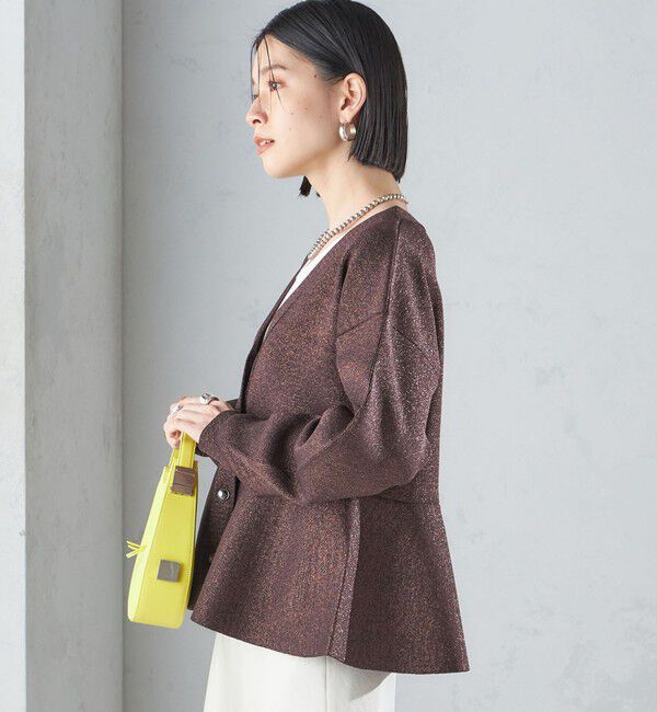 SHIPS for women「* 〈手洗い可能〉ラメ ペプラム バナナ スリーブ カーディガン 24SS ◇」|カーディガン|