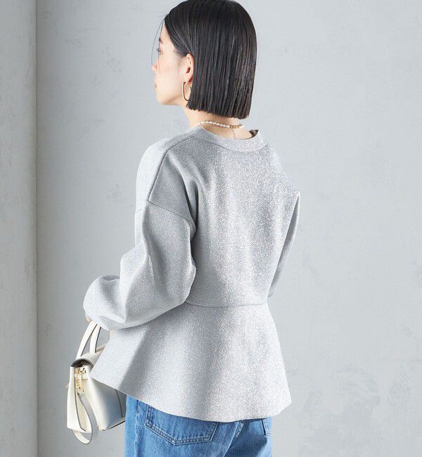 SHIPS for women「* 〈手洗い可能〉ラメ ペプラム バナナ スリーブ カーディガン 24SS ◇」|カーディガン|