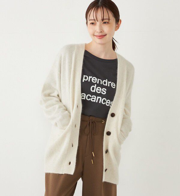 SHIPS Colors 「SHIPS Colors:フォックス アンゴラ ミックス Vネック カーディガン」|カーディガン|ナチュラル