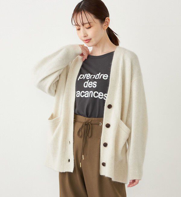 SHIPS Colors 「SHIPS Colors:フォックス アンゴラ ミックス Vネック カーディガン」|カーディガン|