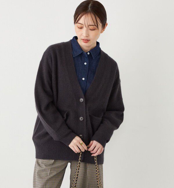 SHIPS Colors 「SHIPS Colors:フォックス アンゴラ ミックス Vネック カーディガン」|カーディガン|