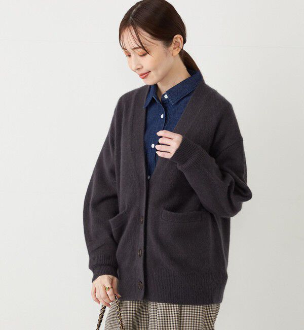 SHIPS Colors 「SHIPS Colors:フォックス アンゴラ ミックス Vネック カーディガン」|カーディガン|