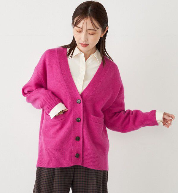 SHIPS Colors 「SHIPS Colors:フォックス アンゴラ ミックス Vネック カーディガン」|カーディガン|