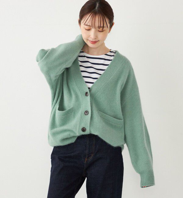 SHIPS Colors 「SHIPS Colors:フォックス アンゴラ ミックス Vネック カーディガン」|カーディガン|