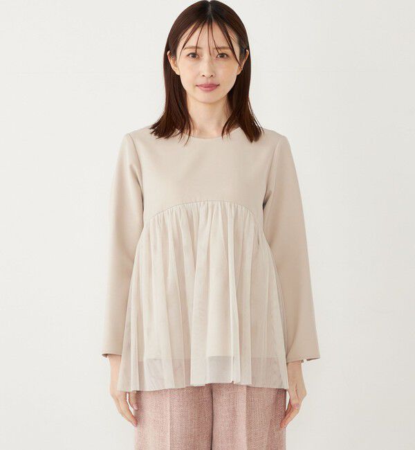 SHIPS Colors 「SHIPS Colors:〈手洗い可能〉ツインクロス チュール コンビ トップス◇」|シャツ・ブラウス|