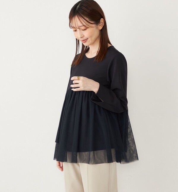 SHIPS Colors 「SHIPS Colors:〈手洗い可能〉ツインクロス チュール コンビ トップス◇」|シャツ・ブラウス|