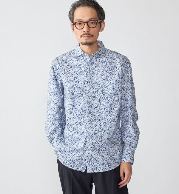 SHIPS「SHIPS: セミワイド フラワー プリント シャツ」|シャツ・ブラウス|ブルー