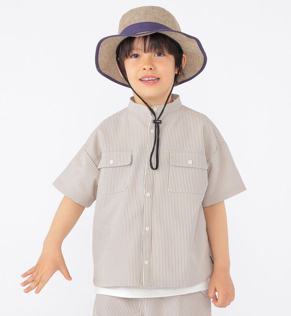 SHIPS KIDS「SHIPS KIDS:100～130cm /〈UVカット/吸水速乾〉ドライタッチ ストライプ シャツ」|シャツ・ブラウス|