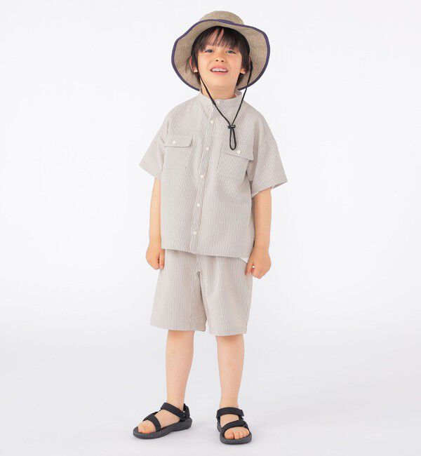 SHIPS KIDS「SHIPS KIDS:100～130cm /〈UVカット/吸水速乾〉ドライタッチ ストライプ シャツ」|シャツ・ブラウス|