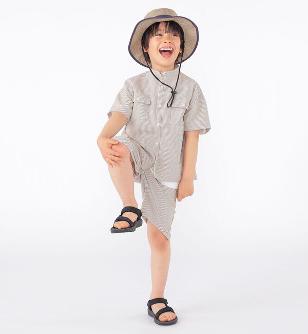 SHIPS KIDS「SHIPS KIDS:100～130cm /〈UVカット/吸水速乾〉ドライタッチ ストライプ シャツ」|シャツ・ブラウス|