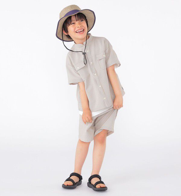 SHIPS KIDS「SHIPS KIDS:100～130cm /〈UVカット/吸水速乾〉ドライタッチ ストライプ シャツ」|シャツ・ブラウス|
