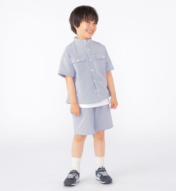 SHIPS KIDS「SHIPS KIDS:100～130cm /〈UVカット/吸水速乾〉ドライタッチ ストライプ シャツ」|シャツ・ブラウス|