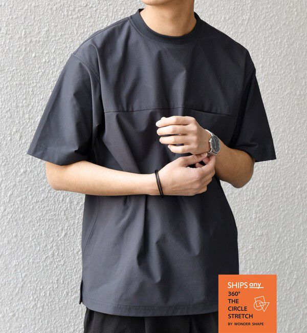 SHIPS any「SHIPS any: 360&deg; THE CIRCLE STRETCH ポケット Tシャツ(セットアップ対応)◇」|Tシャツ・カットソー|チャコールグレー